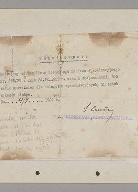 Pokwitowanie Komendanta Komisariatu O.P.L.