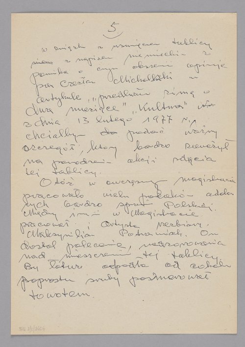 List wysłany przez Jerzego Chojnackiego do redaktora czasopisma p.t. "Kultura"