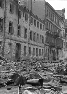 Zniszczenia zabudowy przy ulicy Śliskiej