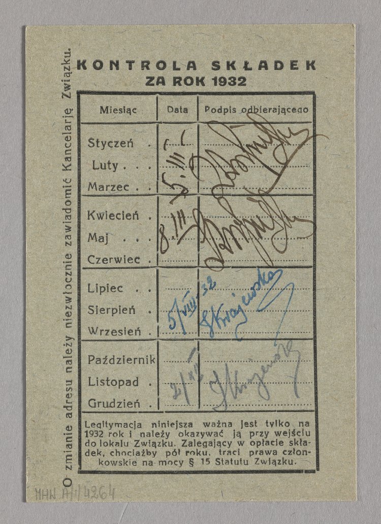 Legitymacja członkowska Anny Paszczukówny