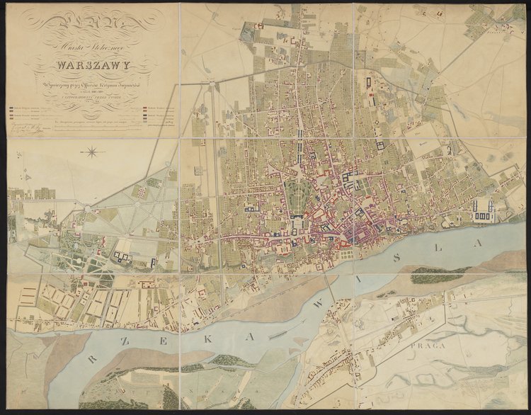Plan Miasta Stołecznego Warszawy wymierzony przez Officerów Korpusu Inżenierów w latach 1818 i 1819 i litografowany przez tychże roku 1822