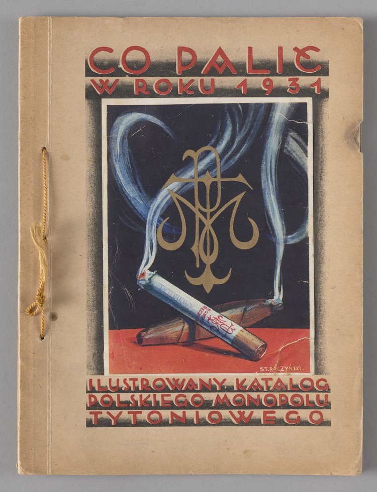 Katalog p.t. 'Co palić w roku 1931. Ilustrowany Katalog Polskiego Monopolu Tytoniowego' wraz z ulotką reklamową papieru papierosowego 'AIDA'