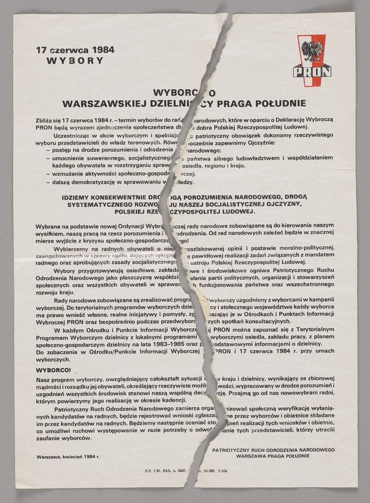 Ulotka wzywająca do wzięcia udziału w wyborach do rad narodowych w czerwcu 1984 r.