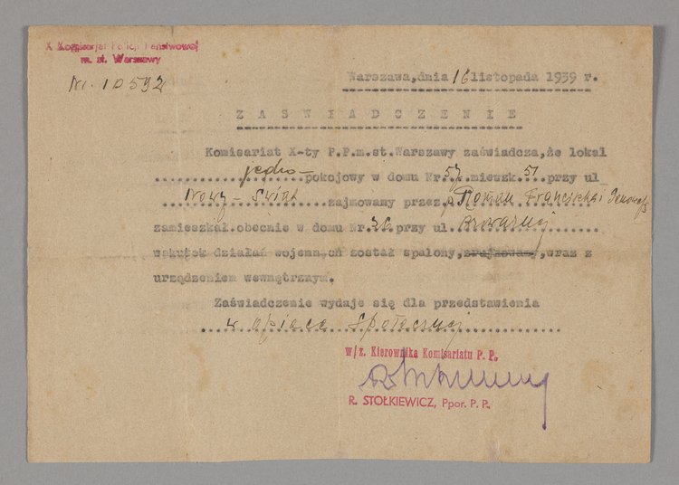 Zaświadczenie dla Franciszka i Genowefy Roman