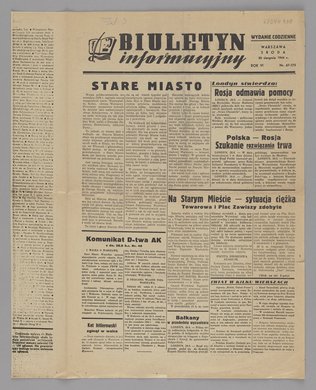 Gazeta Biuletyn Informacyjny. Wydanie codzienne, R. 6, Nr 67 (275) z 30 sierpnia 1944 r.
