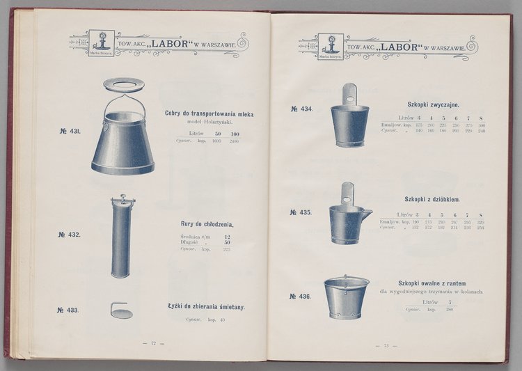 Katalog i cennik wyrobów kuchennych Towarzystwa Akcyjnego Emaljerni i Warsztatów w Warszawie "Labor"