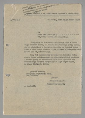 Odpis pisma wysłanego do Antoniego Olszewskiego