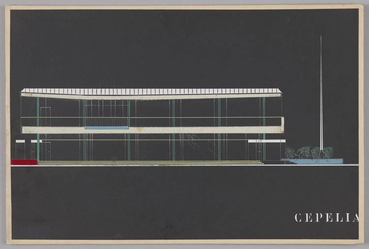 Pawilon handlowy Cepelii, projekt elewacji wschodniej (od ul. Marszałkowskiej)