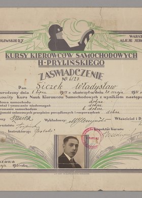 Świadectwo wystawione Władysławowi Siczekowi