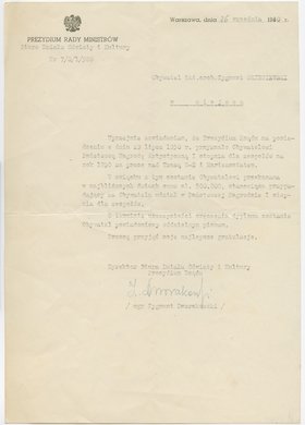 Pismo wydane Zygmuntowi Skibniewskiemu