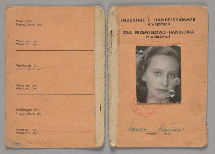 Ausweis/Legitymacja wystawiona Wandzie Manitius