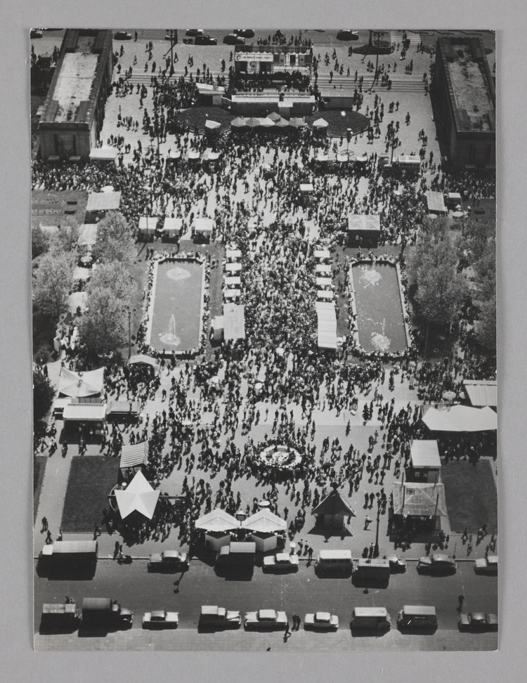 Aerial view from the Palace of Culture and Science onto the square between the Palace and Jerozolimskie Avenue