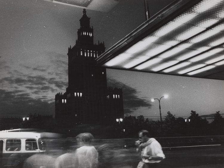 The Palace of Culture and Science at dusk