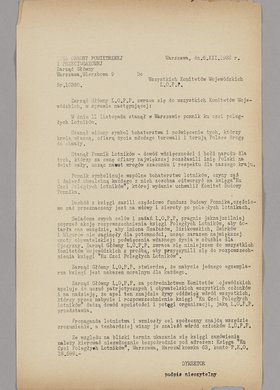 Pismo w sprawie wydawnictwa księga "Ku Czci Poległych Lotników"