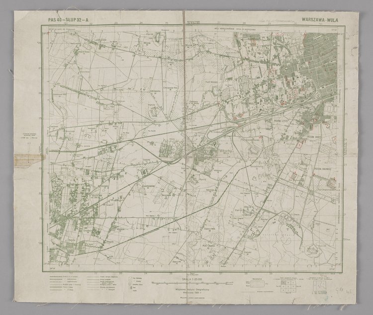 tzw. Mapa BOM; Warszawa-Wola, PAS 40 - SŁUP 32 - A, 1:25 000 (mapa topograficzna)