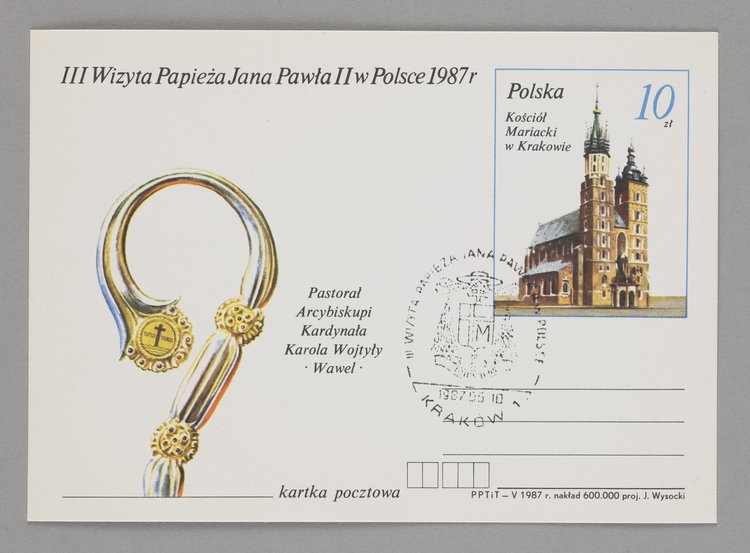 Pocztówka wydana z okazji III. wizyty papieża Jana Pawła II w Polsce (w 1987 r.)