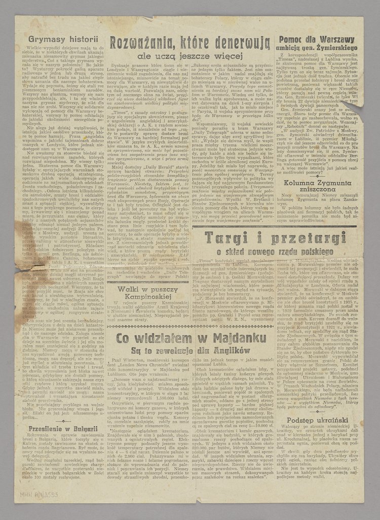 Dzień Warszawy. Wydanie poranne, Nr 1050 z 3 września 1944 r., R. IV