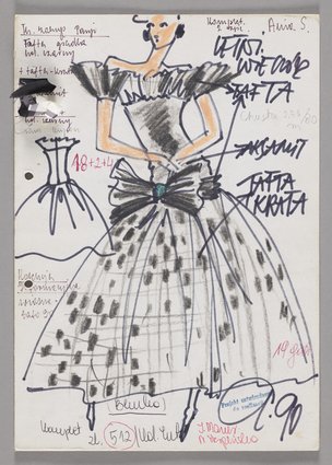 Projekt ubioru z kolekcji informacyjnej wiosna-lato 1990