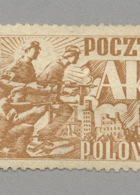 Znaczek pocztowy Poczty Polowej Armii Krajowej z okresu Powstania Warszawskiego