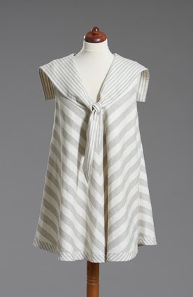 Suknia mini z lnu w paski