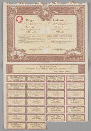 Obligacja IV-ej 4,5% Pożyczki Konwersyjnej m.st. Warszawy o wartości 66 złotych 50 groszy