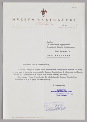 Pismo kustosza Eryka Lipińskiego wysłane do Stanisława Wyganowskiego