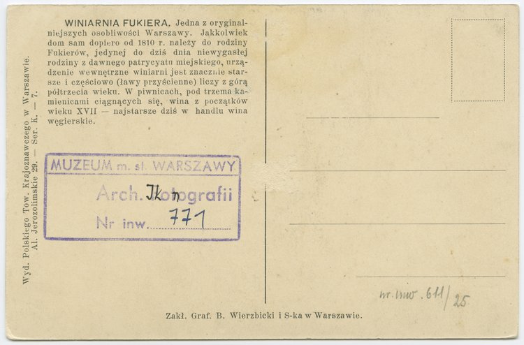 Wnętrze winiarni Fukiera w kamienicy przy Rynku Starego Miasta 27