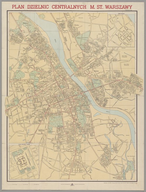 Plan dzielnic centralnych miasta stołecznego Warszawy, ok. 1:21 000