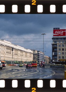 Aleje Jerozolimskie, widok z ronda Dmowskiego w stronę Wisły
