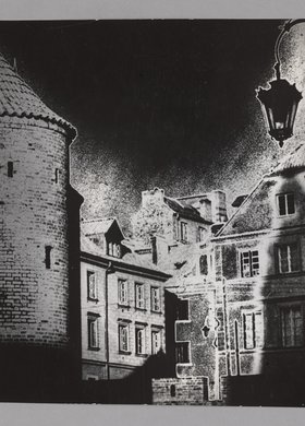 The Warsaw Barbican tower and Old Town burgher houses