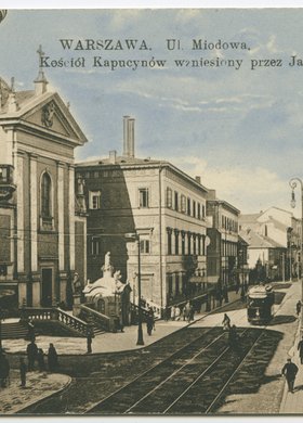 Ulica Miodowa przy wylocie ulicy Kapucyńskiej