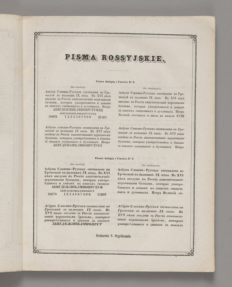 Wzory pism i ozdób drukarni S. Orgelbranda w Warszawie