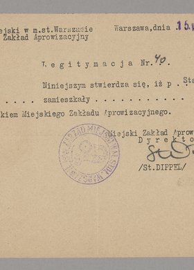 Legitymacja wydana Stanisławowi Dębowskiemu