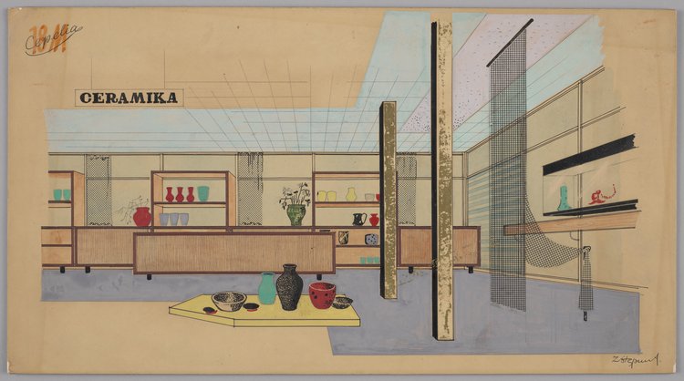 Pawilon handlowy Cepelii, wnętrze, I piętro, projekt