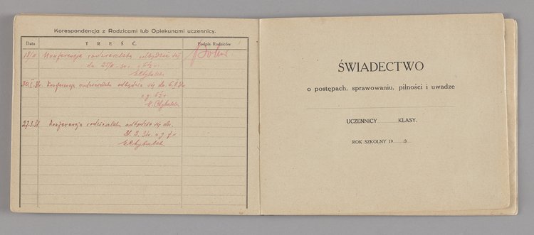 Dziennik uczennicy VII. klasy Krystyny Pollerówny