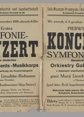 Afisz reklamujący koncert symfoniczny Niemieckiej Orkiestry Gubernialnej