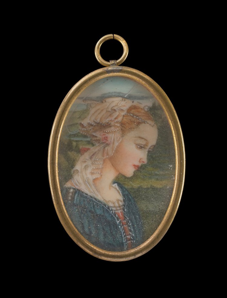 Portret kobiecy w stylu wczesnorenesansowym (miniatura)