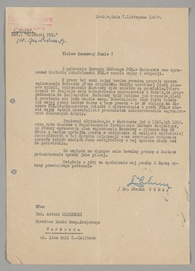 Pismo skierowane do Antoniego Olszewskiego