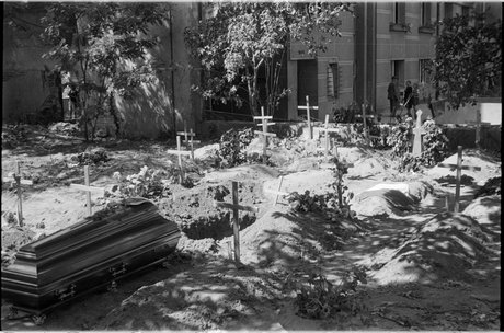 Cmentarz powstańczy w ogrodzie na tyłach posesji przy ulicy Mazowieckiej 9