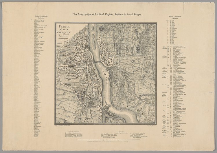 Planta Miasta Warszawy z Przedmieściami. Plan Ichnographique de la ville de Varsovie (...), skala ok. 1:24400