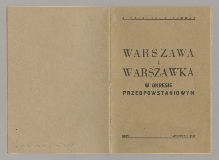 Broszura Aleksandra Kraushara [naprawdę Aleksandra Maliszewskiego] p.t. Warszawa i Warszawka w okresie przedpowstaniowym