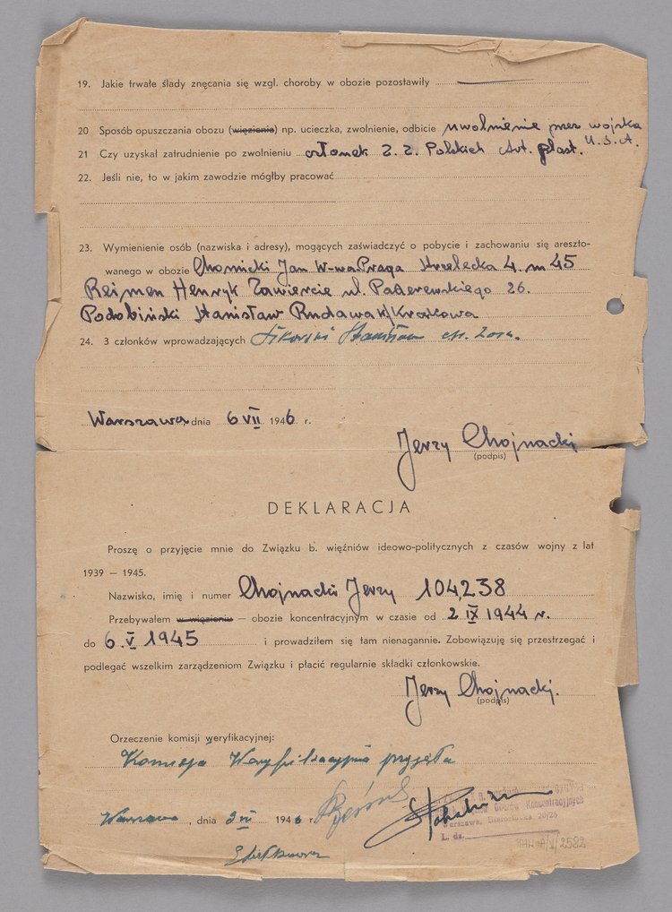 Kwestionariusz Jerzego Chojnackiego