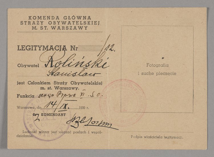 Legitymacja członkowska Stanisława Rolińskiego