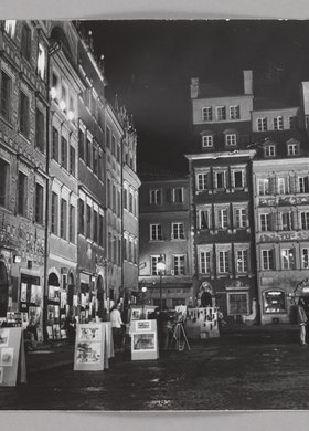 Old Town Market Square illuminated by evening lights