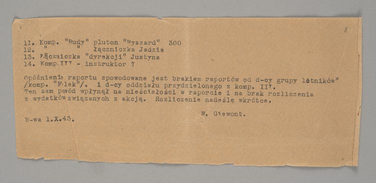 Raport z opisem przebiegu Akcji "W" - Akcji Dywersyjnej "Wilanów" wraz z trzema załącznikami