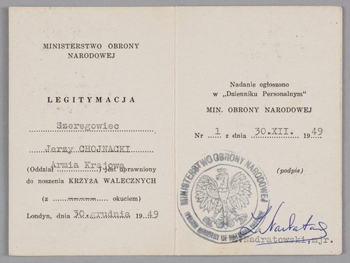 Legitymacja Jerzego Chojnackiego