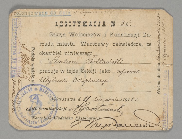 Legitymacja służbowa Antoniego Foltańskiego
