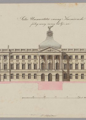 Pałac Kazimierzowski, elewacja frontowa, rysunek pomiarowy