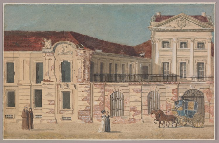 Pałac Igelströma ze śladami zniszczeń z 1794 roku