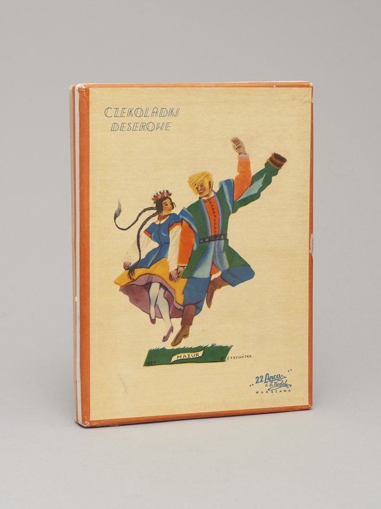 Pudełko po czekoladkach deserowych ZPC 22 Lipca z ilustracją Zofii Stryjeńskiej Mazur